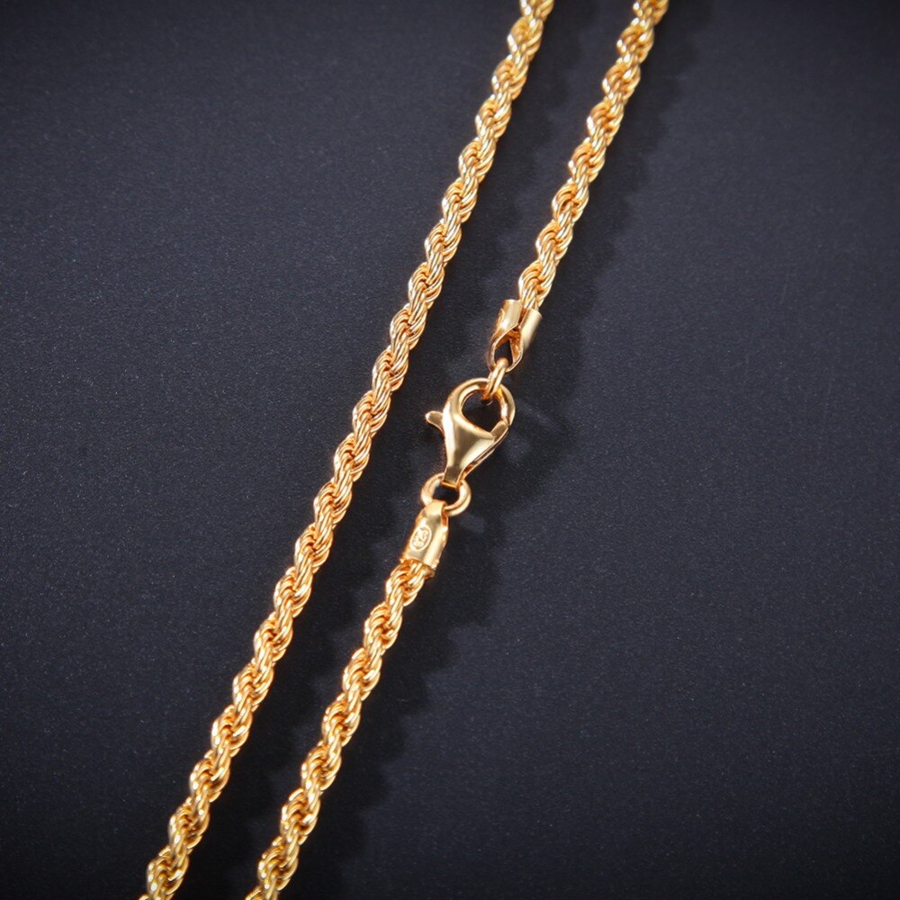 The Hiphop silver color 3mm Rope Chain Puffed Mariner Link Chain Choker Necklace  Color Men Boys Necklace Jewelry