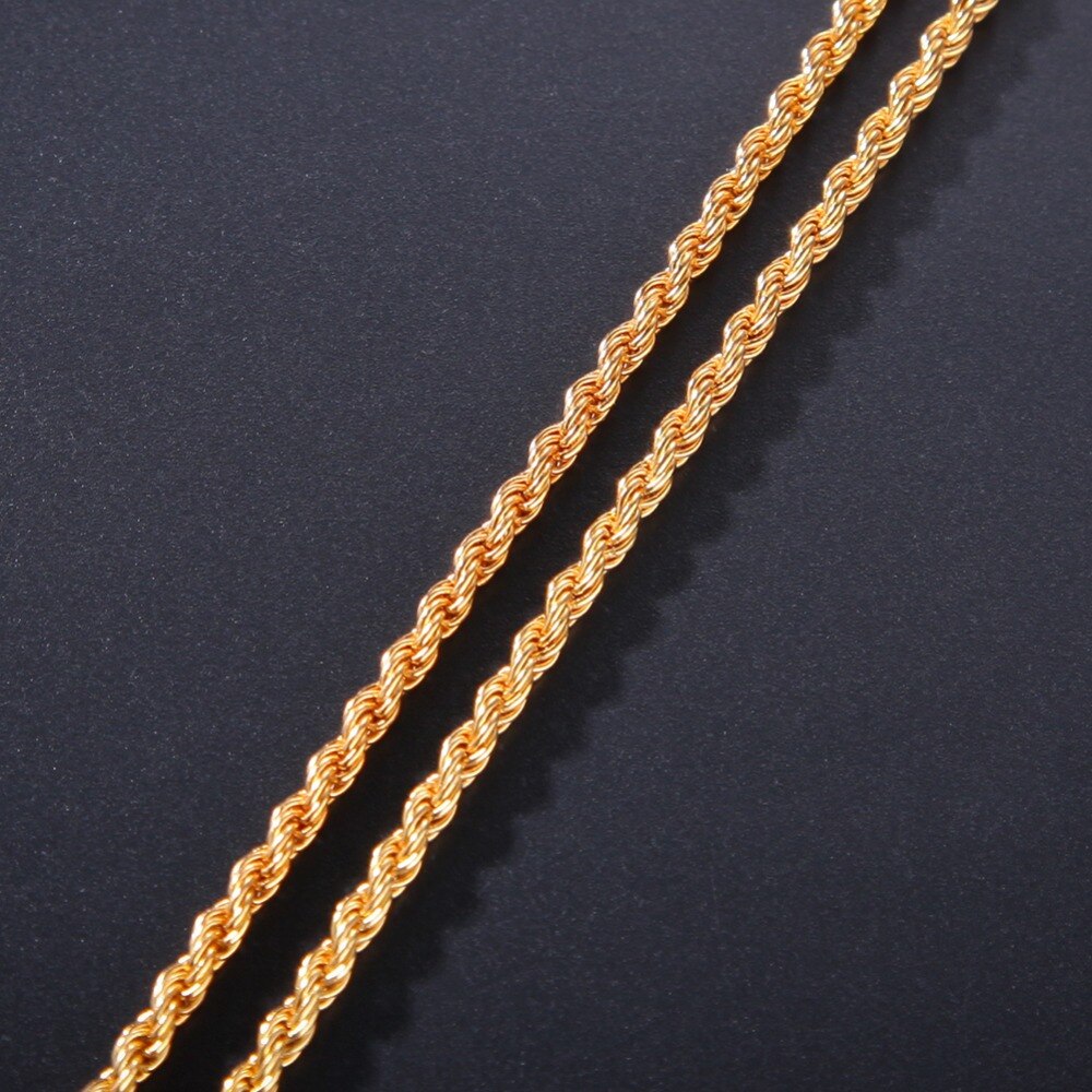 The Hiphop silver color 3mm Rope Chain Puffed Mariner Link Chain Choker Necklace  Color Men Boys Necklace Jewelry