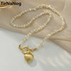 The Baroque Natural Freshwater Pearl Heart-shaped Necklace Contracted Joker Retro Necklace Chain Of Clavicle