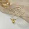 The Baroque Natural Freshwater Pearl Heart-shaped Necklace Contracted Joker Retro Necklace Chain Of Clavicle