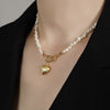 The Baroque Natural Freshwater Pearl Heart-shaped Necklace Contracted Joker Retro Necklace Chain Of Clavicle