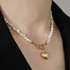 The Baroque Natural Freshwater Pearl Heart-shaped Necklace Contracted Joker Retro Necklace Chain Of Clavicle
