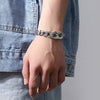 The  Handmade Silver Men Bracelet Personality Domineering Six-character Mantra and Plain Pattern Chinese Style Retro Chain