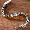 The  Handmade Silver Men Bracelet Personality Domineering Six-character Mantra and Plain Pattern Chinese Style Retro Chain