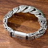 The  Handmade Silver Men Bracelet Personality Domineering Six-character Mantra and Plain Pattern Chinese Style Retro Chain