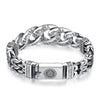 The  Handmade Silver Men Bracelet Personality Domineering Six-character Mantra and Plain Pattern Chinese Style Retro Chain