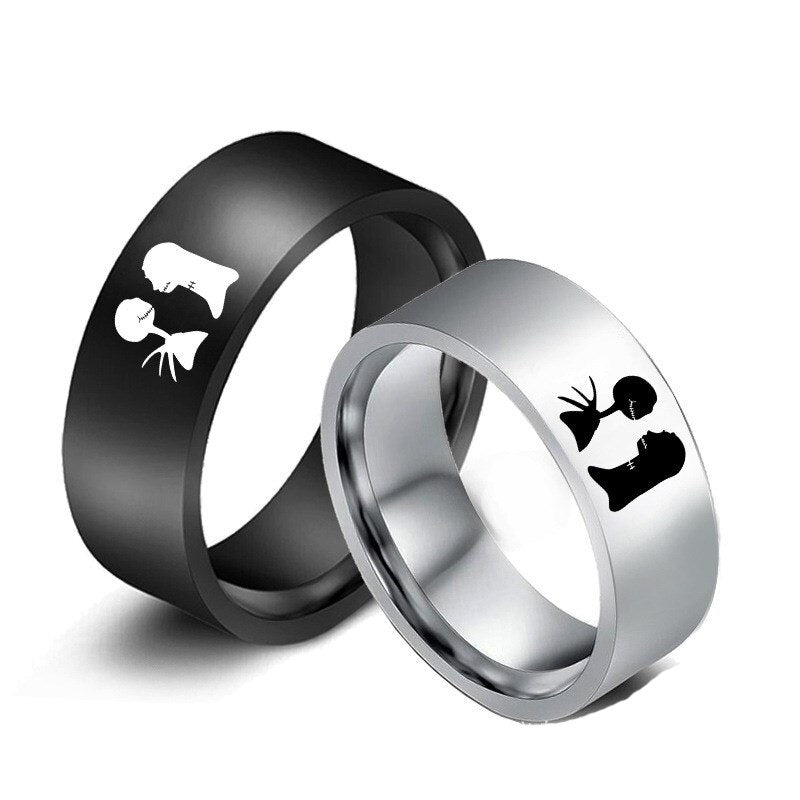 The Nightmare Before Christmas Ring Jack And Sally Ring For Women Couple Titanium Rings Charm Jewelry Accessories Christmas Gift