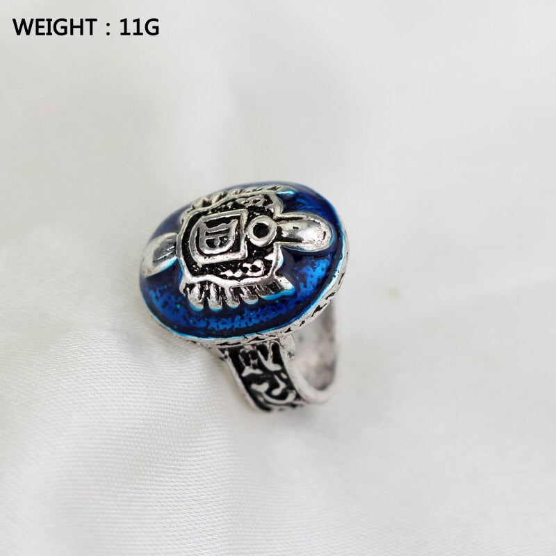 The Vampire Diaries Charm Rings For Women Men Vintage Damon Stefan Blue Stone Finger Rings Movie Cosplay Jewelry Family Gifts