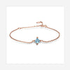 The new 925 sterling silver natural Swiss blue topaz stone hibiscus stone square bracelet female adjustable. J088