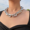 Thick Chain Necklace Lock Choker Hip Hop Statement Punk Necklace Chunky Choker Women Twisted Necklaces Party Jewelry