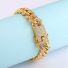 Thick Cuban Chain Bracelet Men's Bracelet Metal Bohemian Crystal Inlaid Accessories Party Jewelry