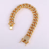 Thick Cuban Chain Bracelet Men's Bracelet Metal Bohemian Crystal Inlaid Accessories Party Jewelry
