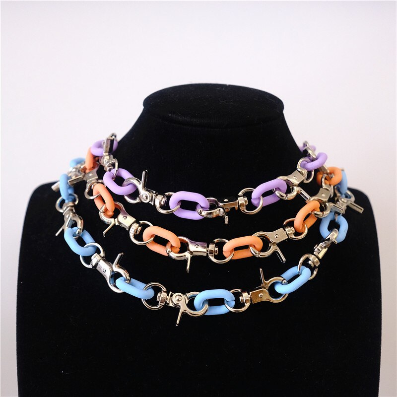 Thick Necklace Chain Choker Cuban Curb 14mm White Purple Pink Colorful Acrylic Mens Womans Jewellery Super Thick