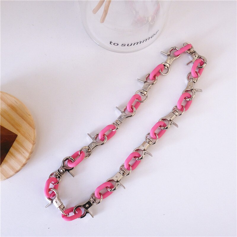 Thick Necklace Chain Choker Cuban Curb 14mm White Purple Pink Colorful Acrylic Mens Womans Jewellery Super Thick