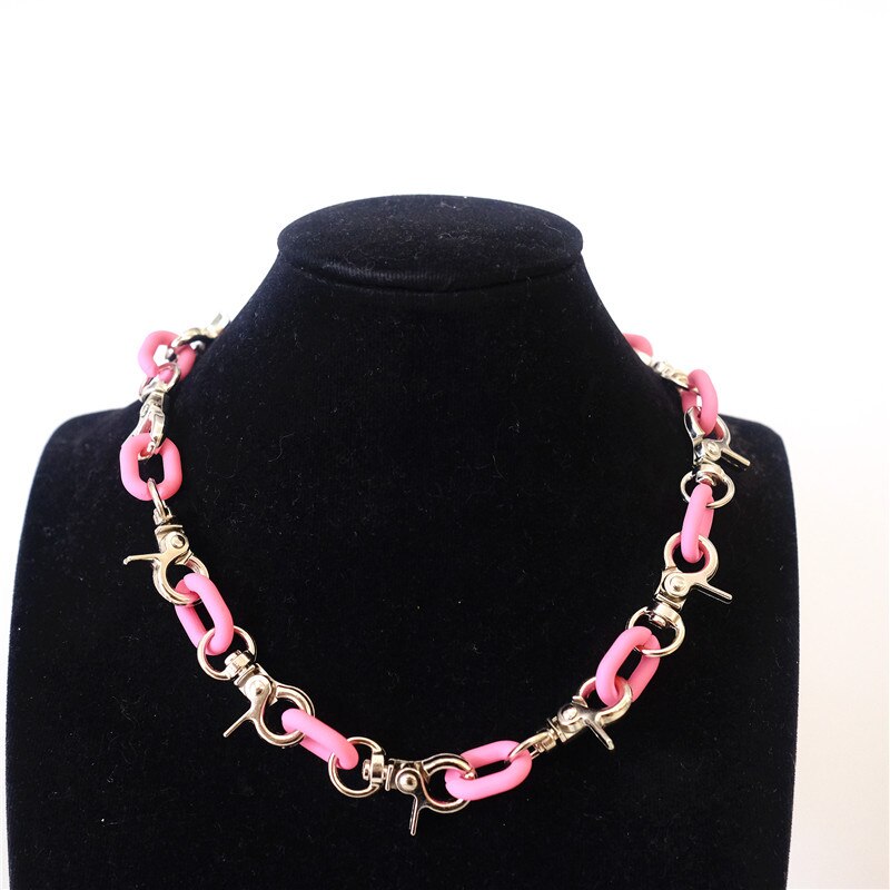Thick Necklace Chain Choker Cuban Curb 14mm White Purple Pink Colorful Acrylic Mens Womans Jewellery Super Thick