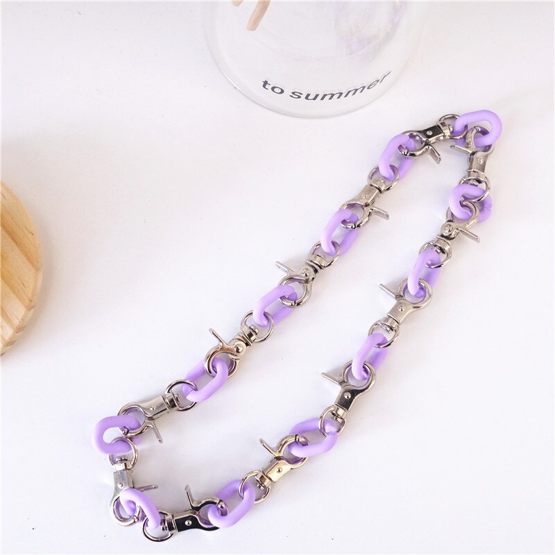 Thick Necklace Chain Choker Cuban Curb 14mm White Purple Pink Colorful Acrylic Mens Womans Jewellery Super Thick