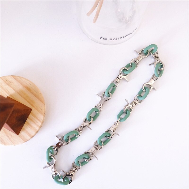 Thick Necklace Chain Choker Cuban Curb 14mm White Purple Pink Colorful Acrylic Mens Womans Jewellery Super Thick