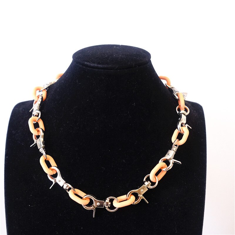 Thick Necklace Chain Choker Cuban Curb 14mm White Purple Pink Colorful Acrylic Mens Womans Jewellery Super Thick