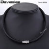 Thin Brown Black Braided Cord Rope Man Made Leather Necklace for Men Chocker Silver Tone Stainless Steel Clasp 4/6/8mm LUNM09