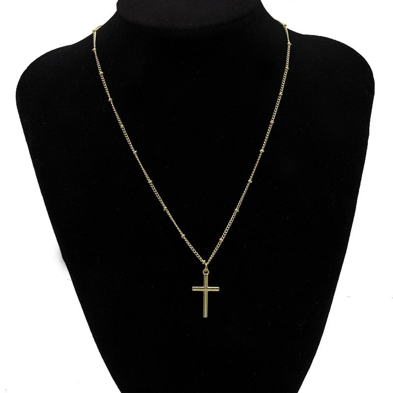 Thin Simple Cross Pendant Necklace For Women Jewelry Gifts Silver Color Chain Choker Unisex Men Daily Party Classic Accessories