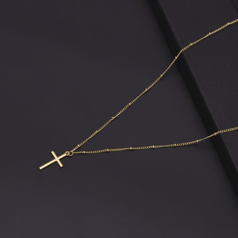 Thin Simple Cross Pendant Necklace For Women Jewelry Gifts Silver Color Chain Choker Unisex Men Daily Party Classic Accessories