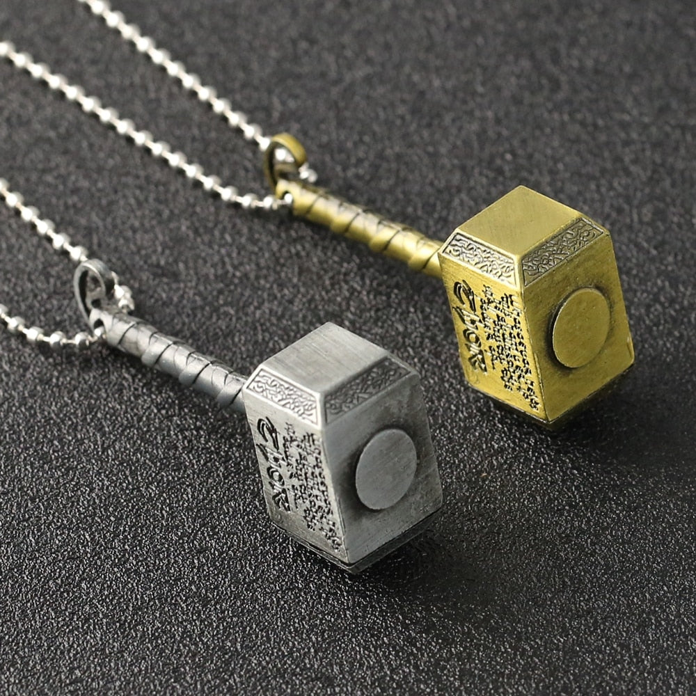 Thor Hammer Necklace Mjolnir 1:1 Dark World Ragnarok Pendant Viking Odin Loki Norse Mythology Weapon Revenge Jewelry