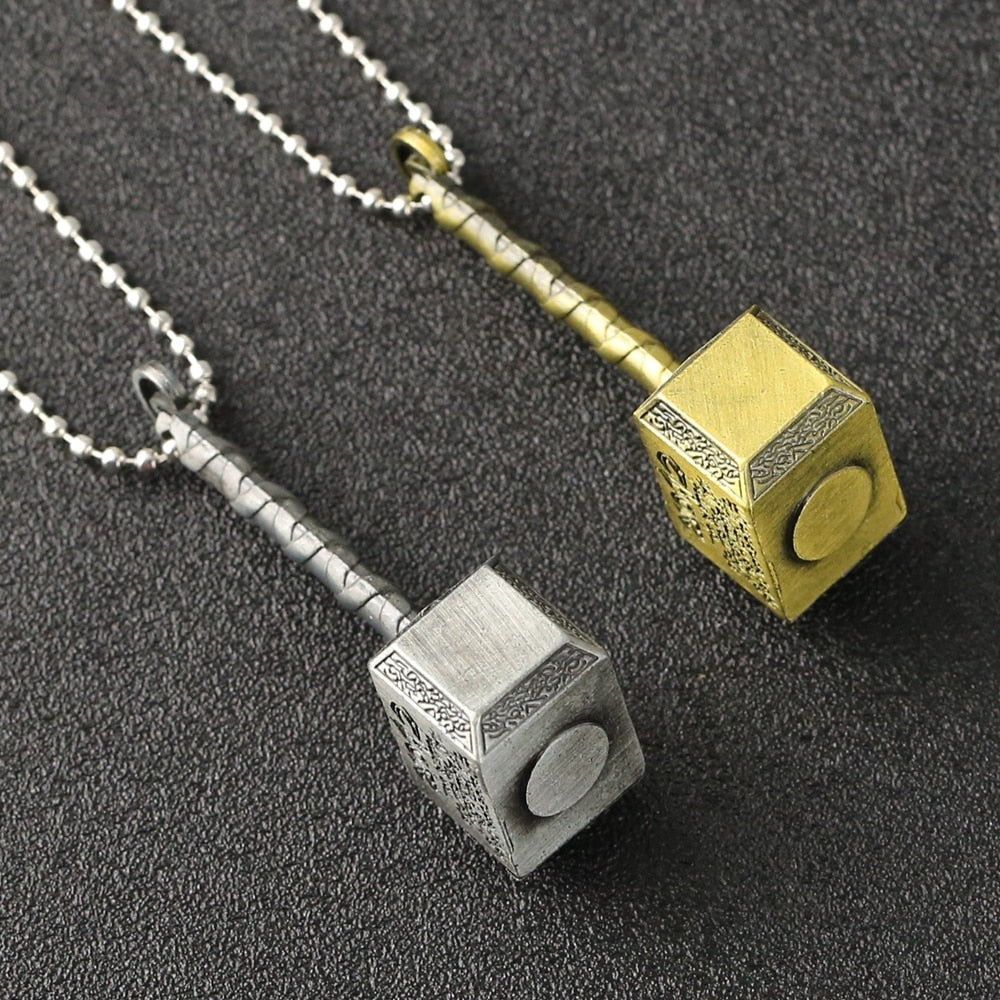 Thor Hammer Necklace Mjolnir 1:1 Dark World Ragnarok Pendant Viking Odin Loki Norse Mythology Weapon Revenge Jewelry