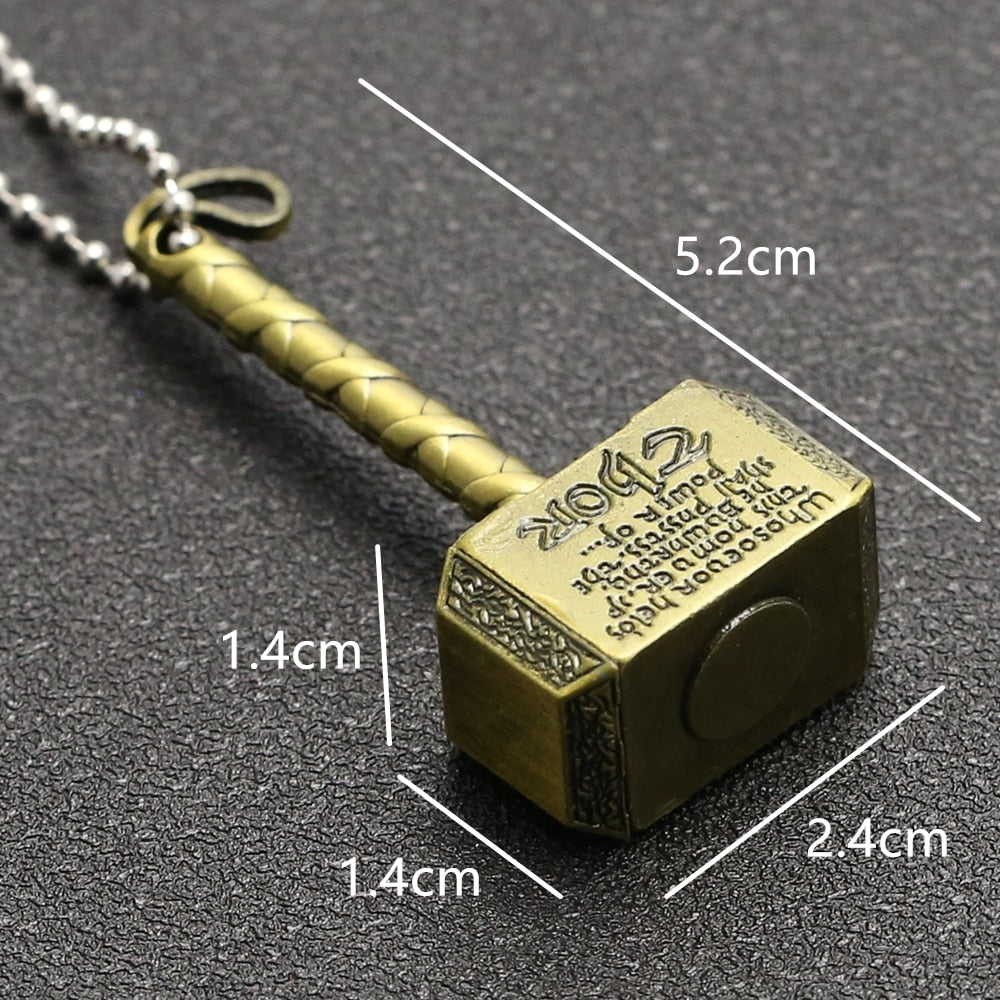 Thor Hammer Necklace Mjolnir 1:1 Dark World Ragnarok Pendant Viking Odin Loki Norse Mythology Weapon Revenge Jewelry
