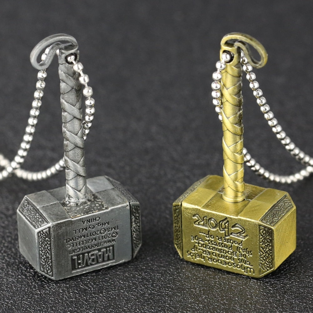 Thor Hammer Necklace Mjolnir 1:1 Dark World Ragnarok Pendant Viking Odin Loki Norse Mythology Weapon Revenge Jewelry