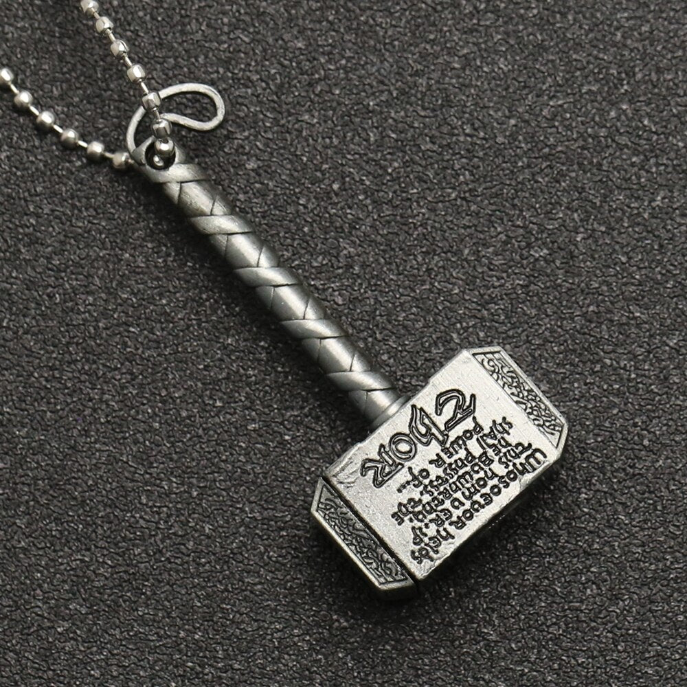 Thor Hammer Necklace Mjolnir 1:1 Dark World Ragnarok Pendant Viking Odin Loki Norse Mythology Weapon Revenge Jewelry