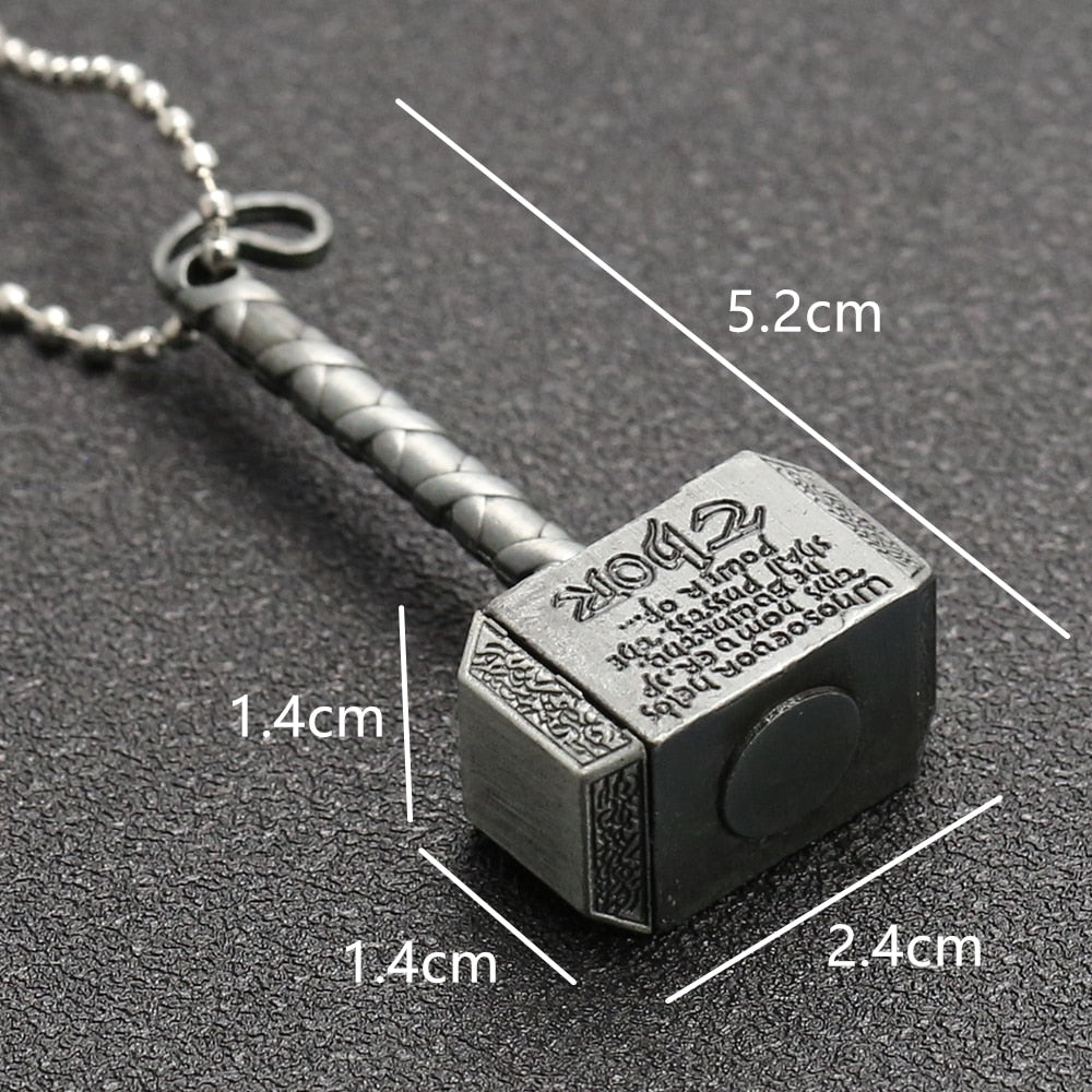 Thor Hammer Necklace Mjolnir 1:1 Dark World Ragnarok Pendant Viking Odin Loki Norse Mythology Weapon Revenge Jewelry