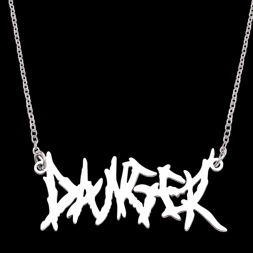 Thorn Letters DANGER Necklace Stainless Steel Wire Brambles Hip-hop Punk Style Choker Harajuku Street Personality Jewelry Charms