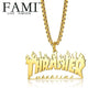 Thrasher men Necklace  custom Hiphop stainless steel personality trendsetter flame bouncing dada fried street Pendant