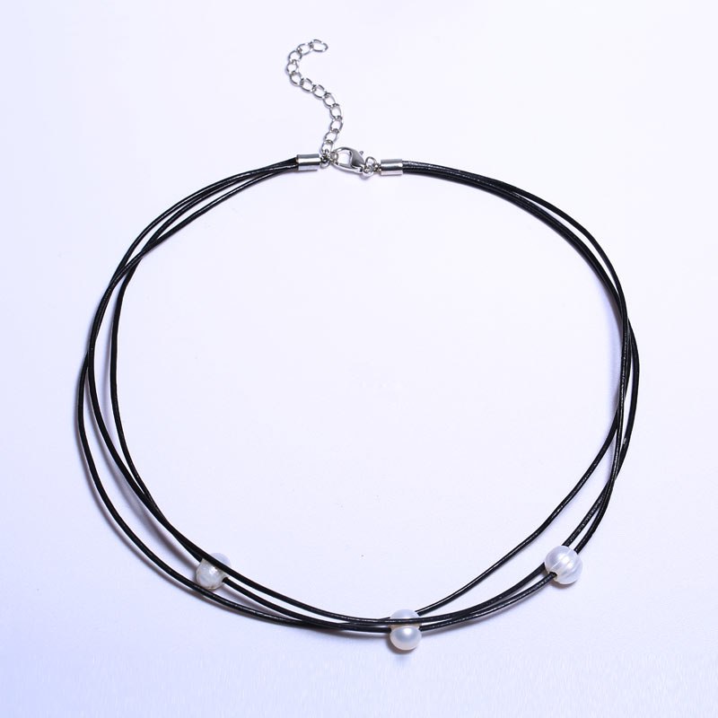 Thread Beads 9-10 mm Pearl Necklace Buttons Can Be Adjusted