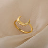 Thread Moon Rings For Women Stainless Steel Vintage Finger Ring Female Male Wedding Engagement Aesthetic Jewelry anillos mujer