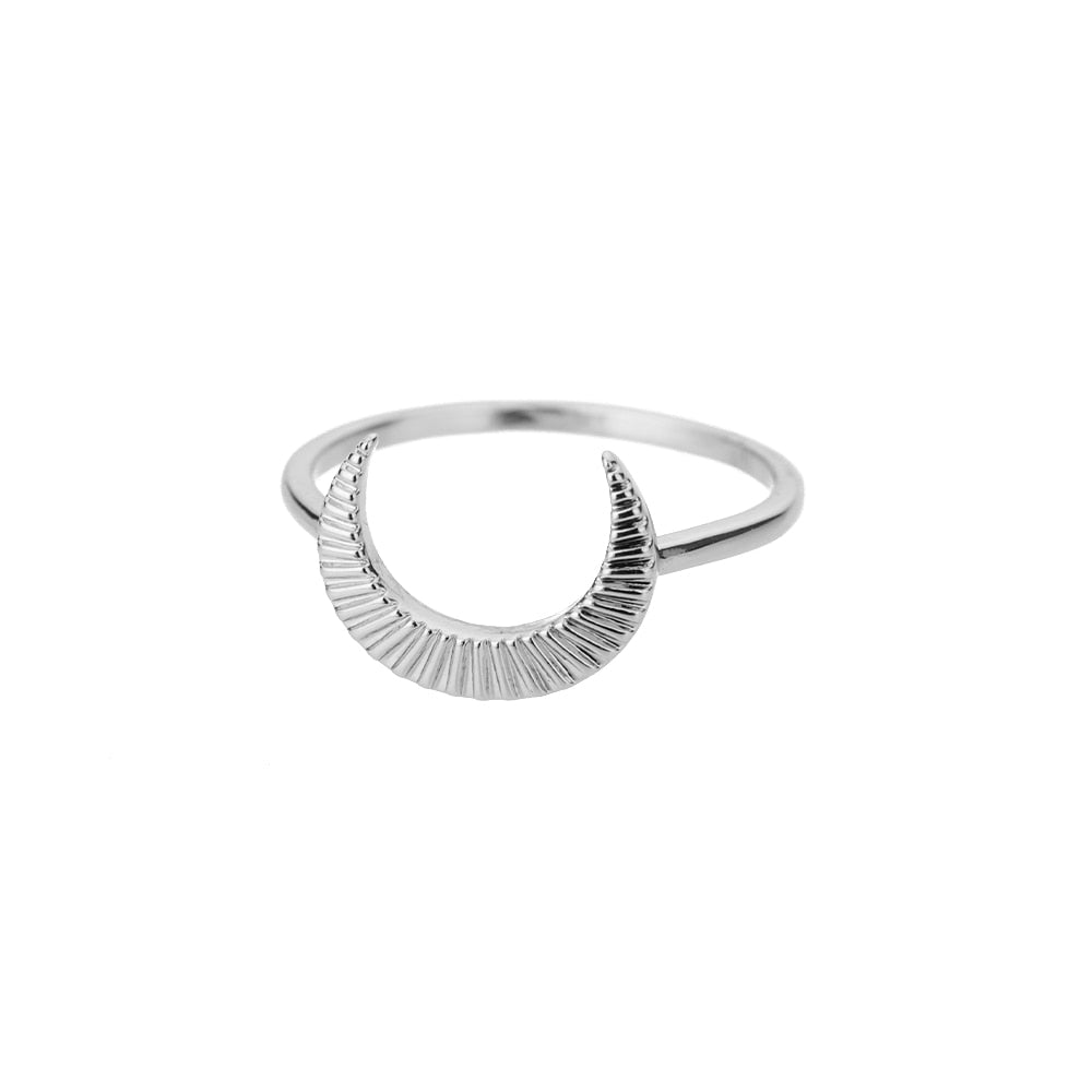 Thread Moon Rings For Women Stainless Steel Vintage Finger Ring Female Male Wedding Engagement Aesthetic Jewelry anillos mujer