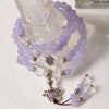 Three Colors Natural Crystal Bracelet with Lotus Pendant Purple Blue Pinky Crystal Korea Fashion Prayer Beads with Tassels