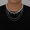 Three Layer Punk Rivet Pearl Beaded Choker Necklace Jewelry Men's Choker Necklace