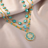 Three Layer Sun Pendant Necklace for Women Lucky Stainless Steel Evil Eye Necklace Wedding Aesthetic Boho Jewelry collares mujer