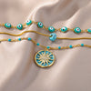 Three Layer Sun Pendant Necklace for Women Lucky Stainless Steel Evil Eye Necklace Wedding Aesthetic Boho Jewelry collares mujer