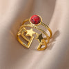 Three Layers Star Opal Rings for Women Open Adjustable Stainless Steel Ring 2023 Trend Wedding Aesthetic Jewelry anillos mujer