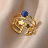 Three Layers Star Opal Rings for Women Open Adjustable Stainless Steel Ring 2023 Trend Wedding Aesthetic Jewelry anillos mujer