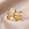 Three Layers Star Opal Rings for Women Open Adjustable Stainless Steel Ring 2023 Trend Wedding Aesthetic Jewelry anillos mujer