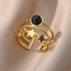 Three Layers Star Opal Rings for Women Open Adjustable Stainless Steel Ring 2023 Trend Wedding Aesthetic Jewelry anillos mujer