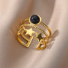 Three Layers Star Opal Rings for Women Open Adjustable Stainless Steel Ring 2023 Trend Wedding Aesthetic Jewelry anillos mujer