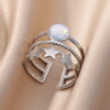Three Layers Star Opal Rings for Women Open Adjustable Stainless Steel Ring 2023 Trend Wedding Aesthetic Jewelry anillos mujer