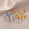 Three Layers Star Opal Rings for Women Open Adjustable Stainless Steel Ring 2023 Trend Wedding Aesthetic Jewelry anillos mujer