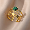 Three Layers Star Opal Rings for Women Open Adjustable Stainless Steel Ring 2023 Trend Wedding Aesthetic Jewelry anillos mujer