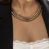 Three Layers Wide Statement Gold Snake Chains Short Choker Necklace for Man Women Hip Hop Clavicle Necklace Gothic Punk Jewelry