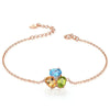 Three Natural Citrine Topaz Peridot 925 Silver Bracelet
